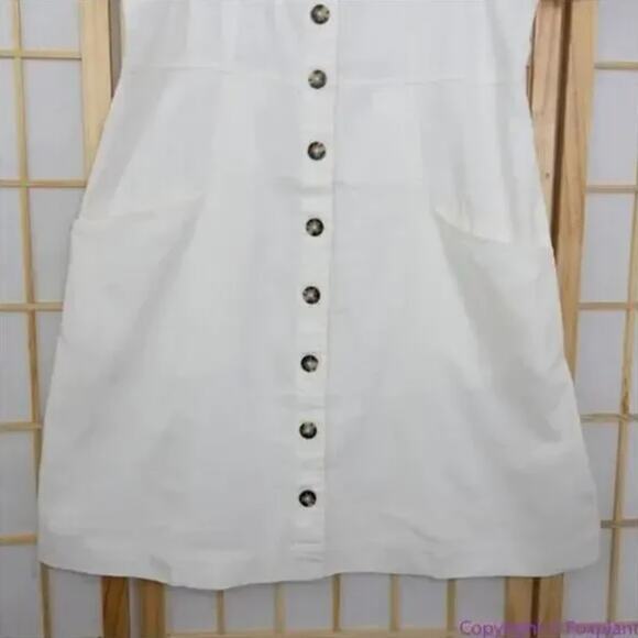 NEW Madewell Linen-Cotton Puff-Sleeve Mini Dress, lighthouse, size 6 - Picture 5 of 16